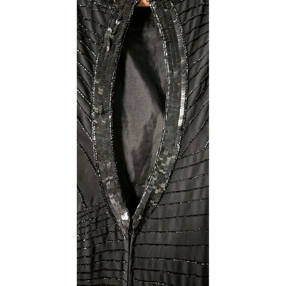 Vintage Brilliante By JA Dress Women's Large Black Beaded Sequins Maxi Lined Zip - Picture 12 of 13